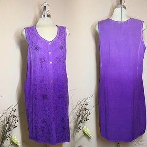 Purple Embroidery Summer Dress from India Size 12/14